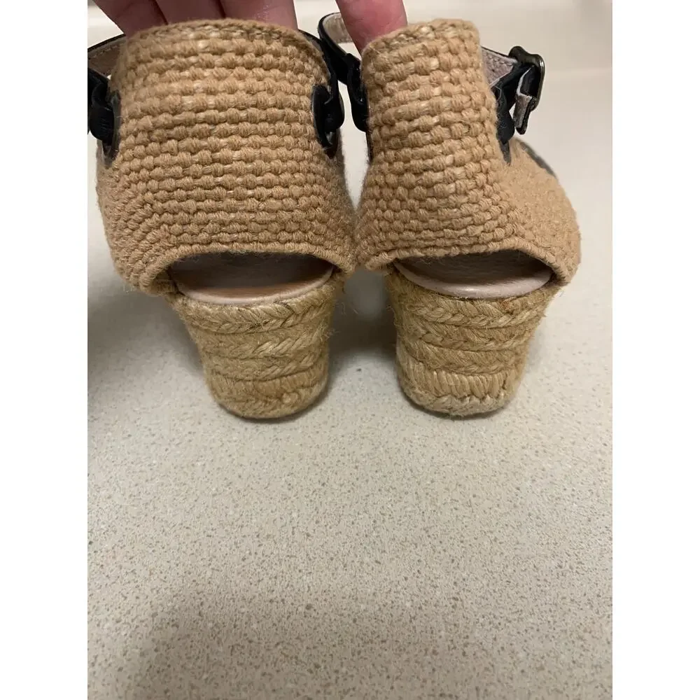 Anthropologie Eric Michael Copa Platform Leather Shimmer Espadrilles Size 8